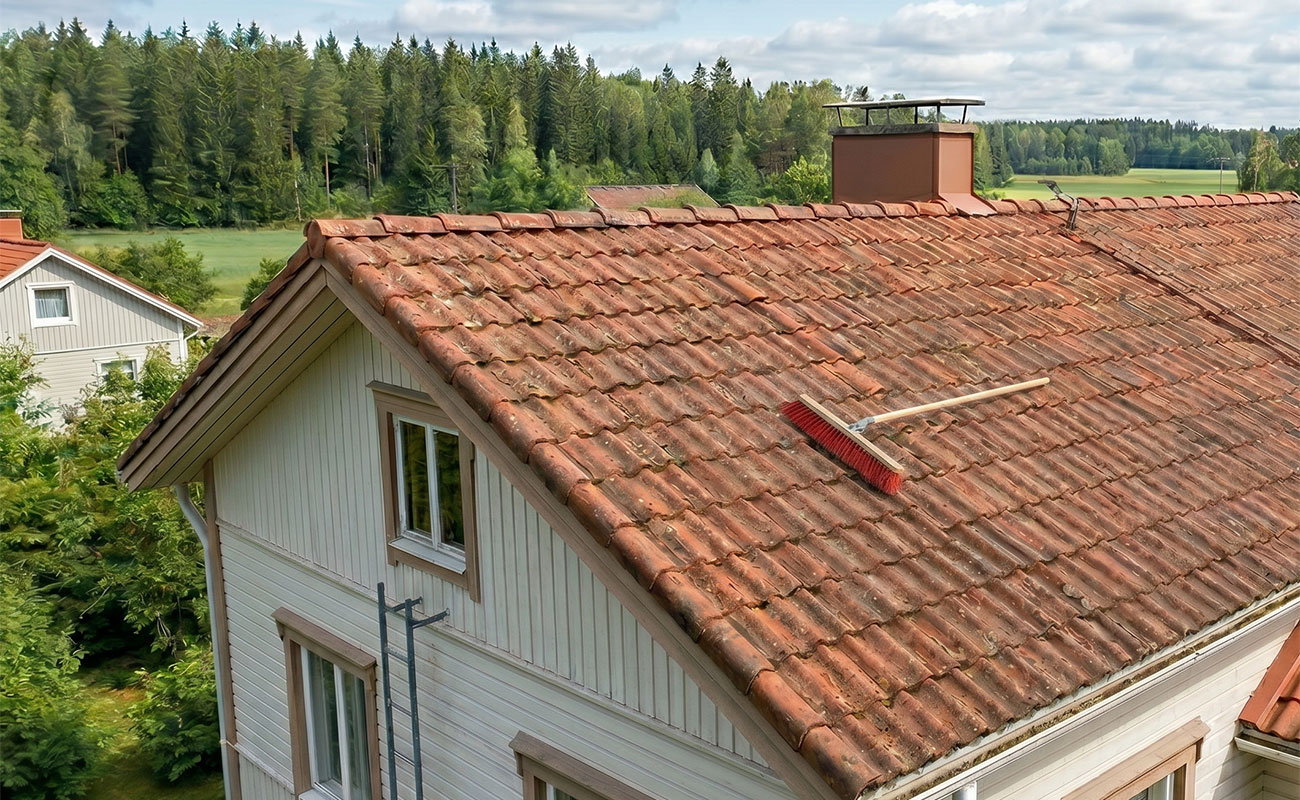 Katon puhdistus harjaamalla